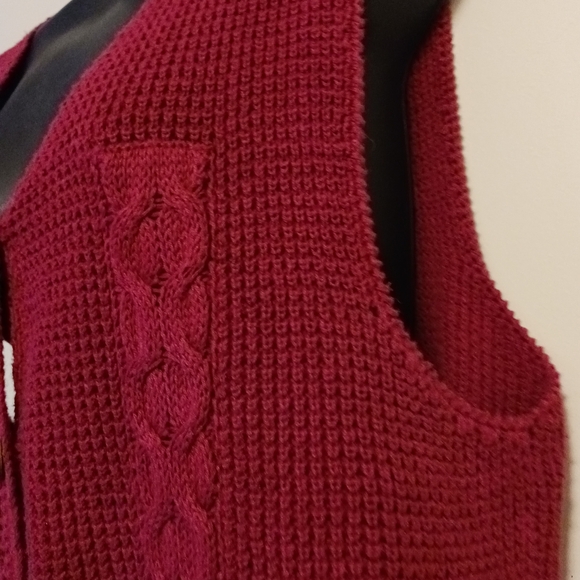Y2k CABIN CREEK KNITTED VEST, VINTAGE 90'S XL WINE COLOR - Picture 4 of 10